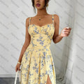 Amazon fashion sexy elegant spaghetti strap slit dress women's summer new arrival slimming a-line dress