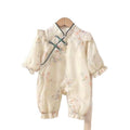 Chinese style outing clothes sweetcutecheongsam baby girl spring & fall jumpsuit baby spring clothes thin style khaki hundred days