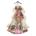 French smudge print v-neck cami dress - women's summer korean style sleeveless vacation dress - slimming and elegant maxi dress