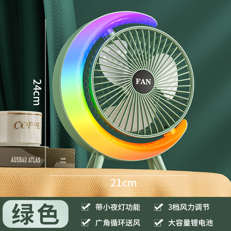 desktop circulation fan multi-functional household fan student dormitory voice digital display hanging neck strong wind wholesale