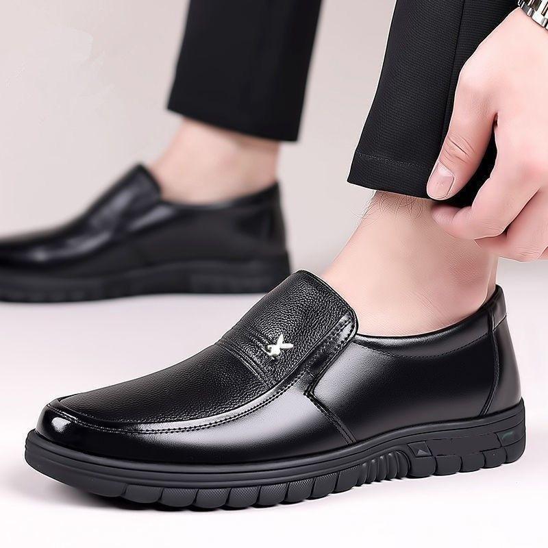 【genuine soft leather】men's autumn/winter leather shoes - stylish, versatile business casual shoes for men - soft sole, comfortable dad shoes for middle-aged and elderly men