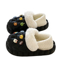 2025 cotton slippers - removable & washable, women's winter home & outdoor wear, thick sole, closed heel, fleece-lined, cartoon design, warm & cozy
