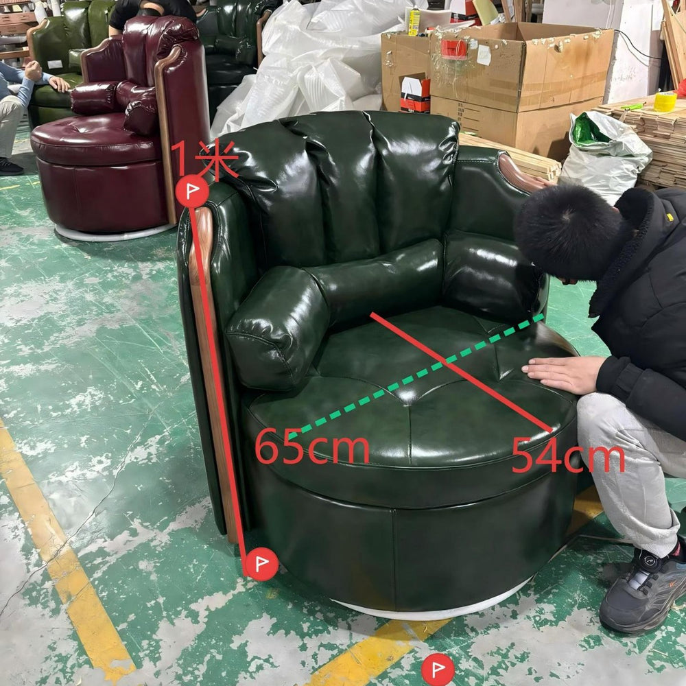 Used swivel chair godfather high back study tea room sofa oil wax first layer cowhide master slot single