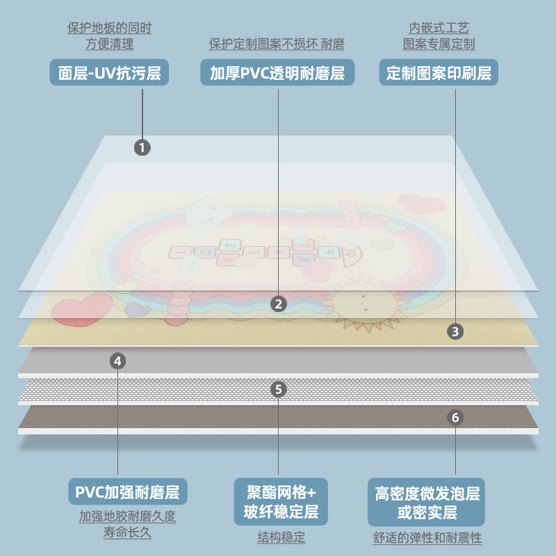 Children's physical fitness hall floor glue pad custom wood floor sports basketball court track 360 pattern PVC floor glue