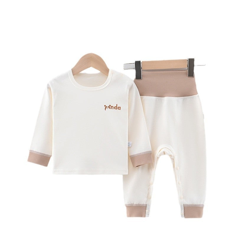 Baby spring & fall separatessuitautum cotton baby autumn clotheslong johnshigh waist belly protection bottom baby clothes