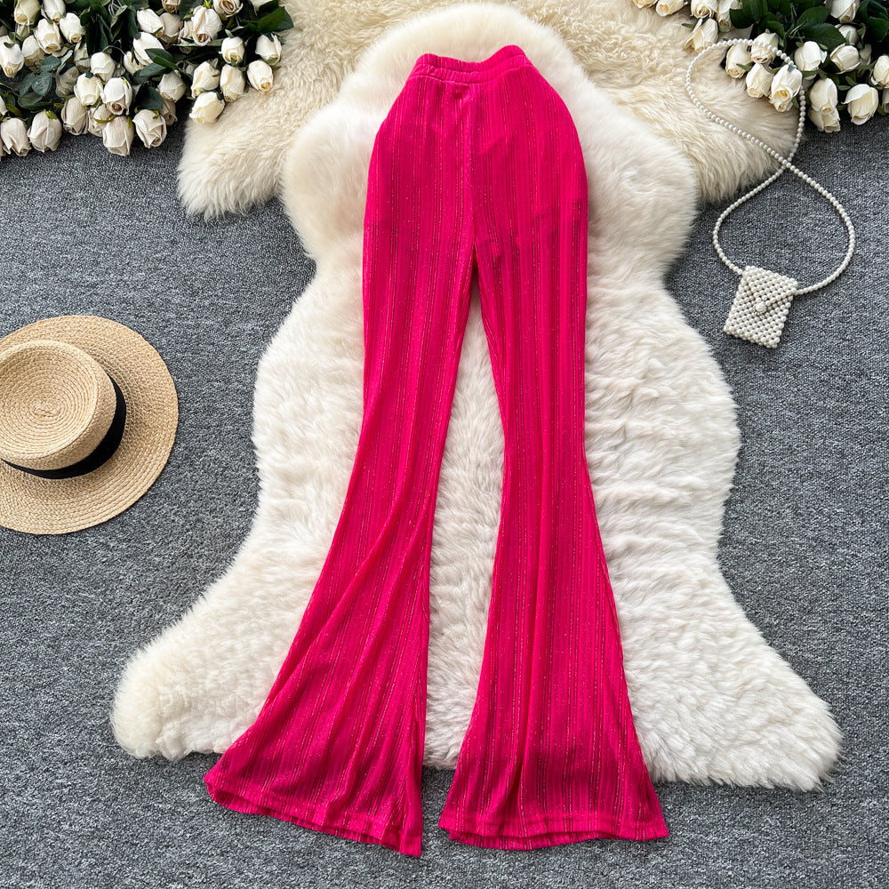 Lazy style casualloose pants for women summersense of design straps elastic waist slimming lookloose to cover the flesh and cover the crotch chiffon pants