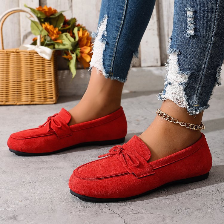 plus sizebows bean shoes for women spring & fallnew arrivalcasual suede shallow mouth slip-on soft bottomflatswholesale