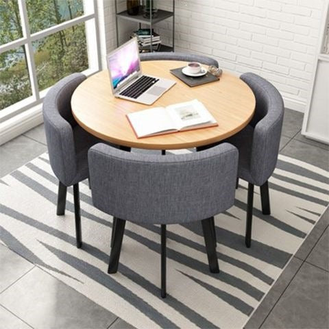 Collapsible dining table for home, small apartment, apartment, restaurant, shopfront negotiation table and chair set, reception round table