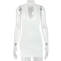 European and american style ins cross-border solid color women's sexy summer cool bodycon mini dress - v-neck sleeveless slim fit
