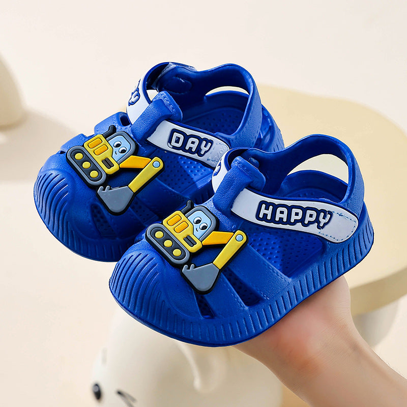 Eva kids' sandals - summer cartoon excavator design for baby boys and girls - cute, soft sole, non-slip, perfect for first walkers and toddlers