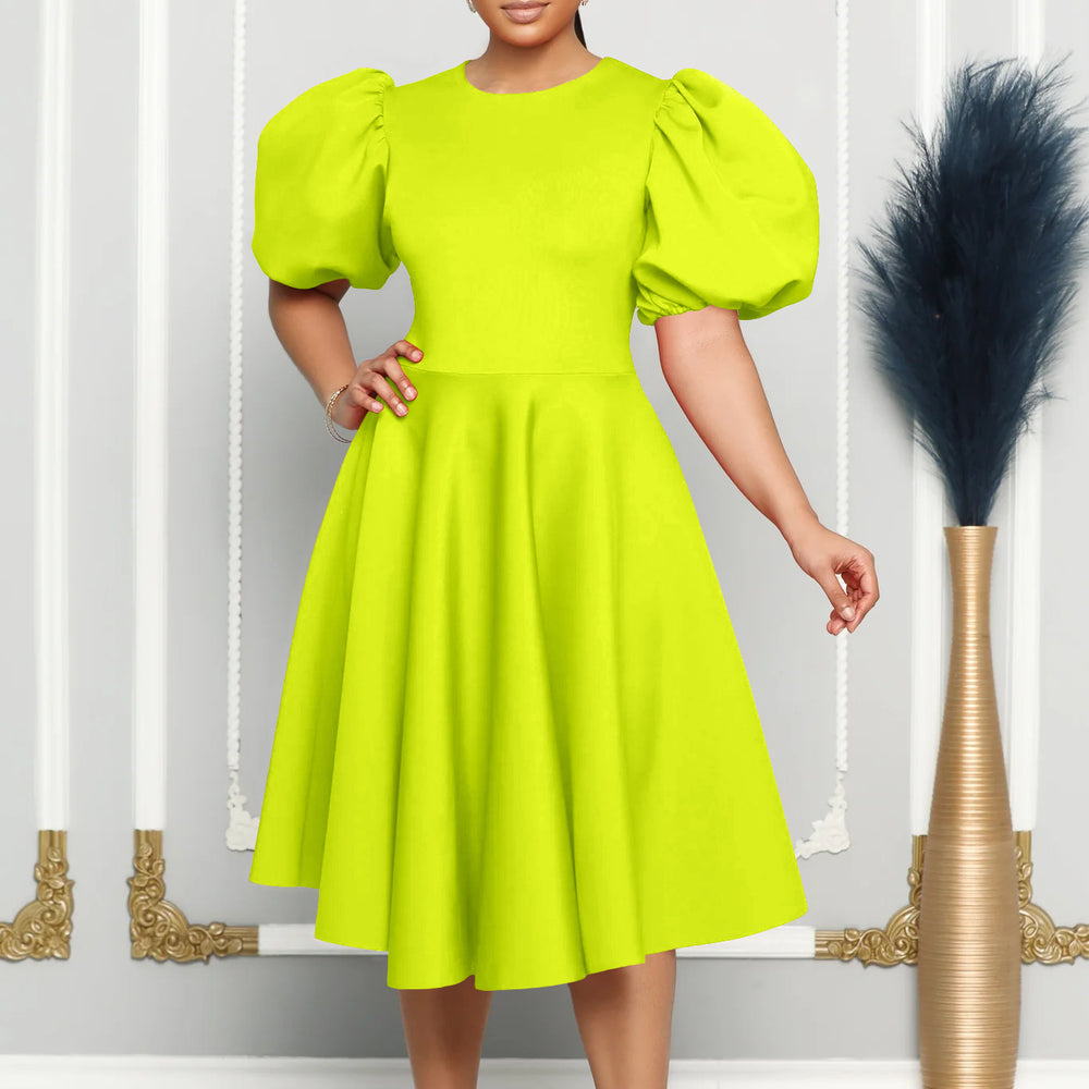 Amazon plus size women's clothing  new bubble sleeve maxi dress elegant evening gown export dress