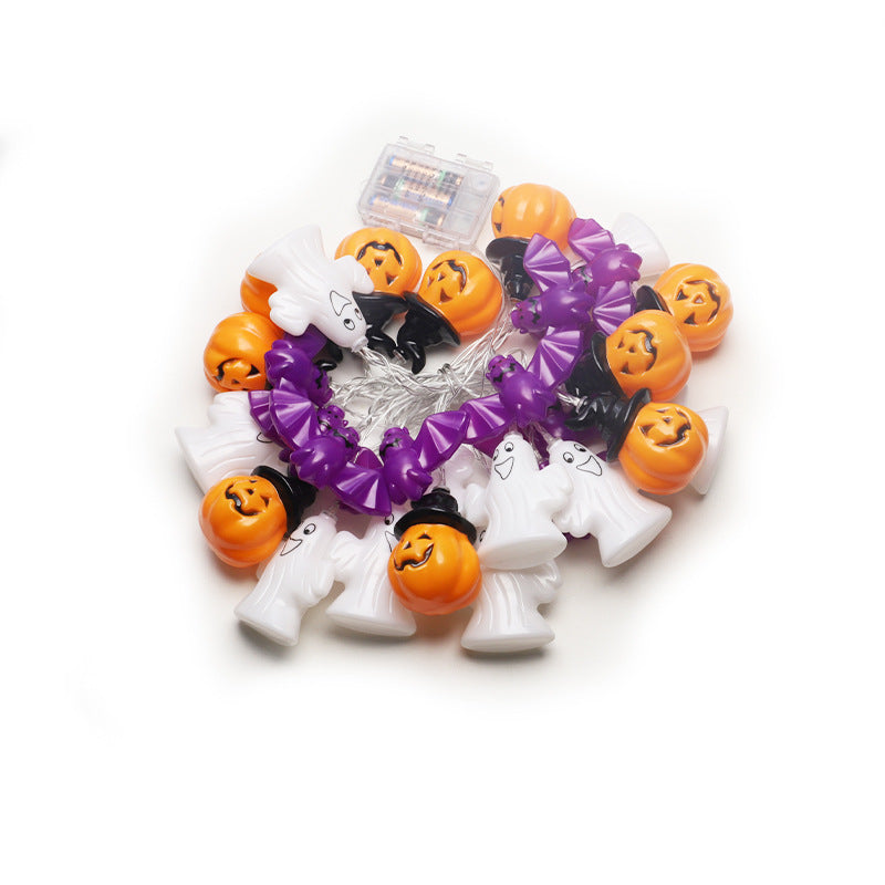 LED Halloween light string indoor atmosphere haunted house party decoration pumpkin ghost bat combination small color flash light string
