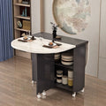 Foldable dining table for home use - compact, mobile, rectangular, ultra-thin, multi-functional dining table with wheels - ideal for small apartments, dining rooms, and dorms