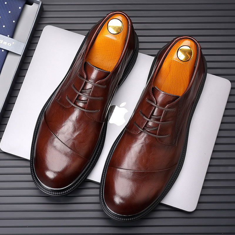 Men's leather dress shoes - new autumn collection: business formal, casual, breathable, soft sole, soft leather, british style, wedding shoes