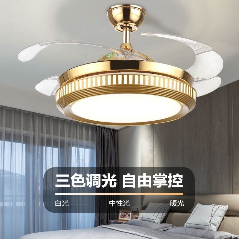 Invisible voice control fan light ceiling fan light bluetooth speaker led electric fan light fan chandelier restaurant ceiling fan light