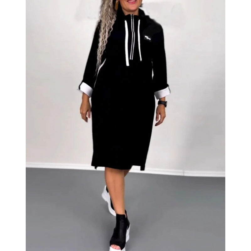 fall/winter new arrival: cross-border european and american style casual turtleneck long sleeve dress for women