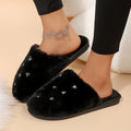 2025 winter new arrival: rhinestone heart slippers - closed toe, extra thick, warm, comfortable plush cotton slippers - dropshipping available
