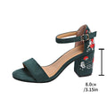 2026 summer new arrival: plus-size suede ethnic embroidered mid-heel sandals - women's versatile chunky heel sandals for a chic summer look