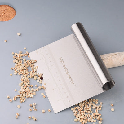 Baking scraper stainless steel dough cutter multi-function with scale flour cutter kitchen for home dough cutter rice roll scraper