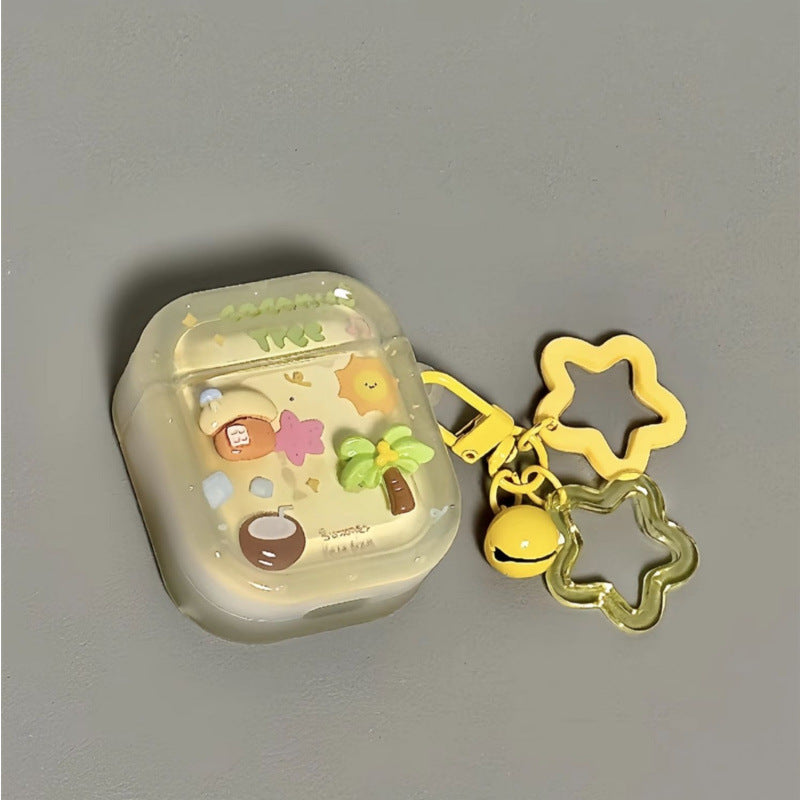 Suitable for pro2 protective cover 23rd generation shell three-dimensional coconut tree cabin Suitable for apple airpods4 protective cover airpod