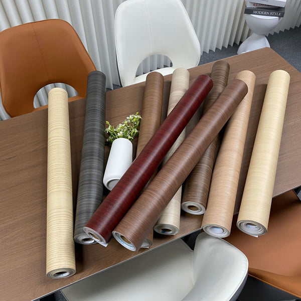 Self-adhesive wood grain wallpaper table wardrobe cabinet door cabinet old furniture renovation sticker PVC decorative film thickened waterproof