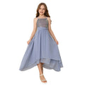 Girls' dress with asymmetrical hem design, suspender skirt, sequin patchwork, big kids' dress, european and american style, cross-border ready stock