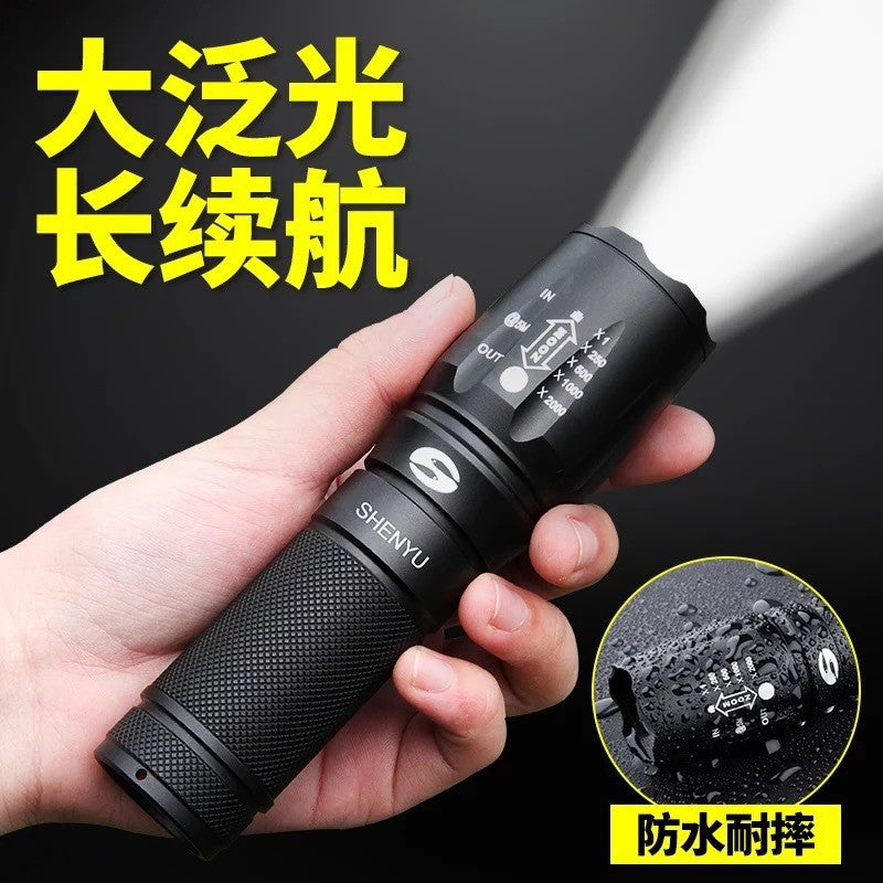 26650 strong light flashlight T6 telescopic zoom 878 aluminum alloy charging L2 mini outdoor waterproof long-distance shooting riding