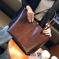 Vintage leather tote bag for women - 2025 new collection - large capacity genuine leather commuter shoulder bag