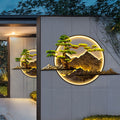 New chinoiserie outdoor waterproof wall lamp solar villa courtyard lamp outdoor wall background shadow wall landscape wall lamp