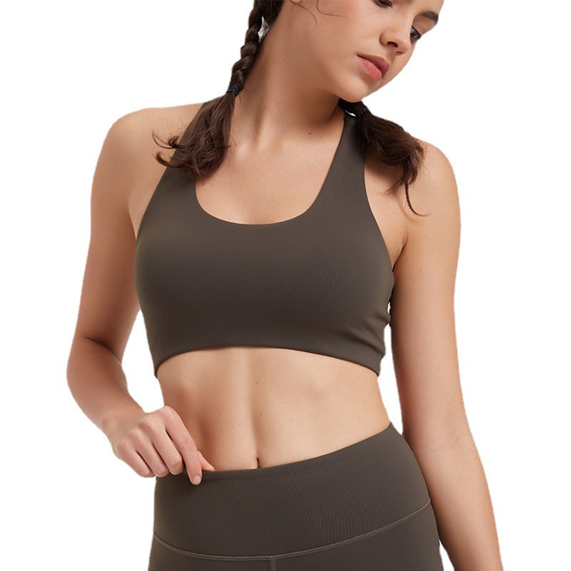Cross-back shock-absorbing running sports bra for women, high-impact yoga fitness underwear, guangzhou clothing vest style