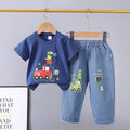 Summer new arrivals: toddler & kids' denim pants & cartoon print short sleeve two-piece set - multiple styles available