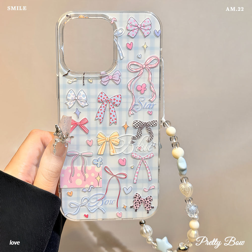 Bowknot imd mobile phone case suitable for apple 16promax with bracelet iphone15 protective case apple 17