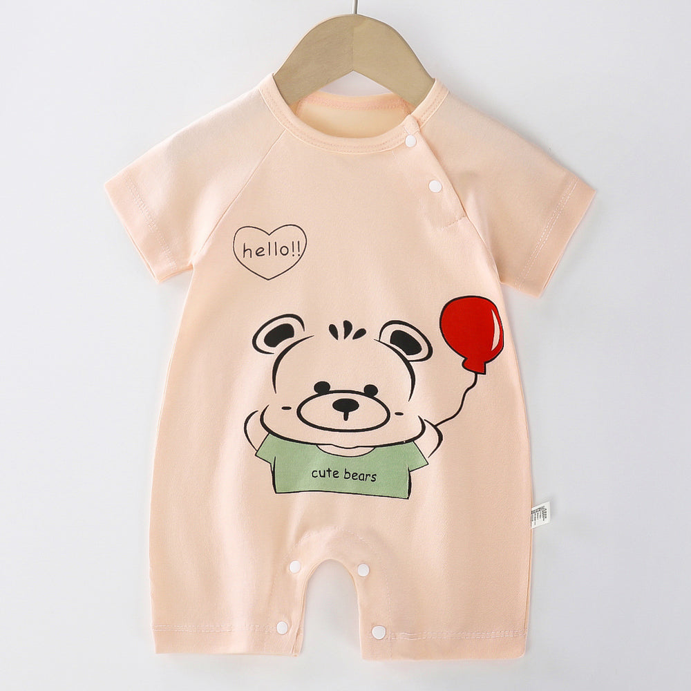 Baby clothes summer thin pure cotton air-conditioning clothes pajamas newborn baby short-sleeved onesie baby outing khaki crawling