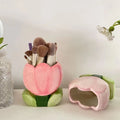 Tulip flower makeup brush holder office pen holder - trendy ins style bedroom decor desktop organizer
