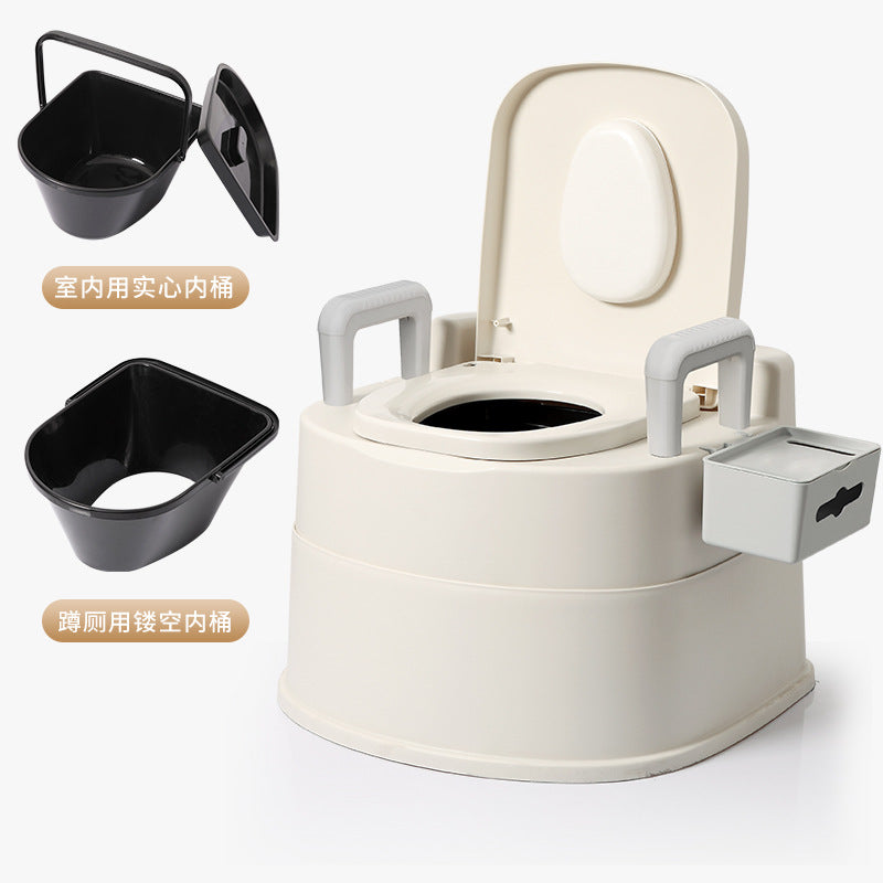 Household adult portable toilet for seniors, pregnant women, and the disabled - indoor commode chair/toilet stool