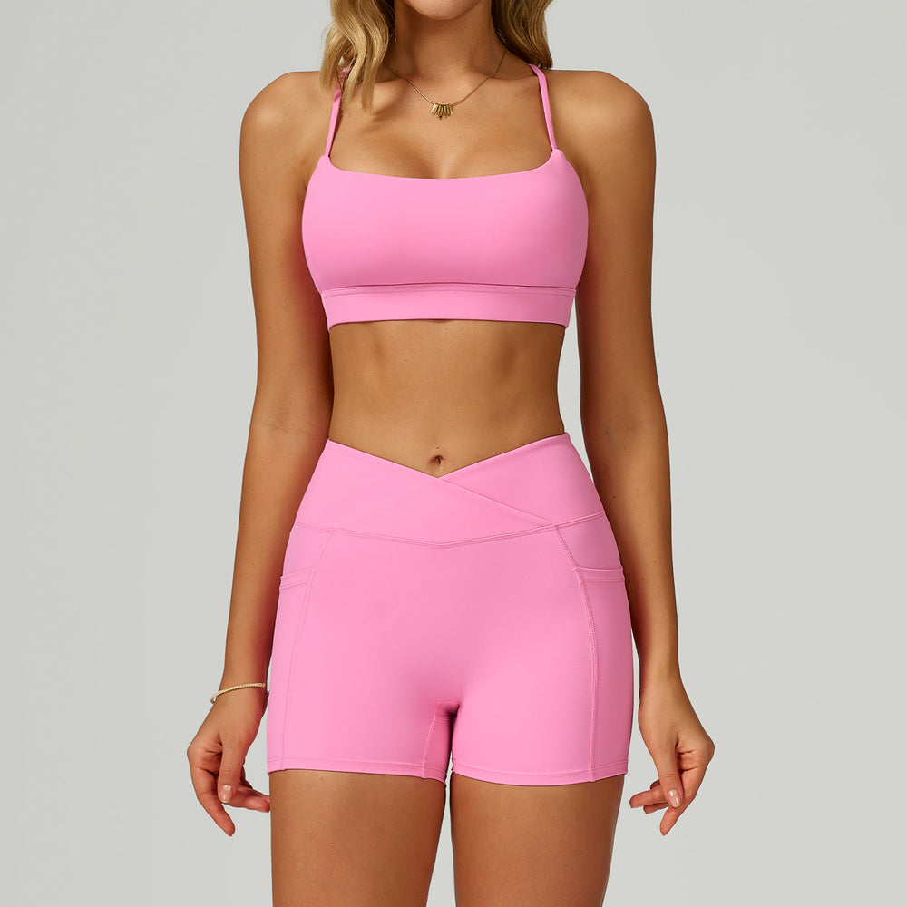 nude yoga suit cut out beautiful back yoga suit women's high waist belly wrap tight running fitness suit 2030