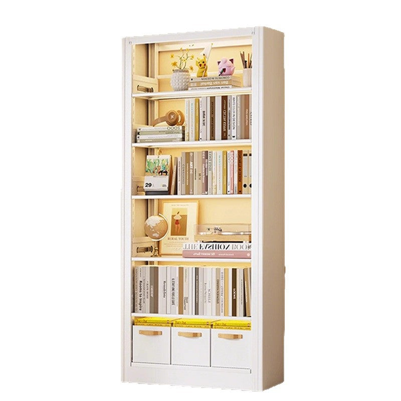Steel library bookshelf - freestanding wall-mounted bookcase for home living room, multi-tier kids' picture book shelf, storage rack
