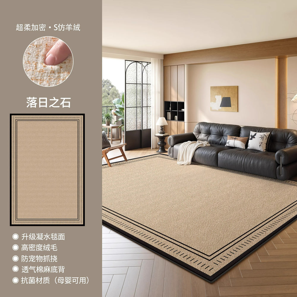 Distributed living room rug: waterproof, stain-resistant, retro style, new bedroom design, easy to clean, sofa coffee table blanket, light luxury, high-end