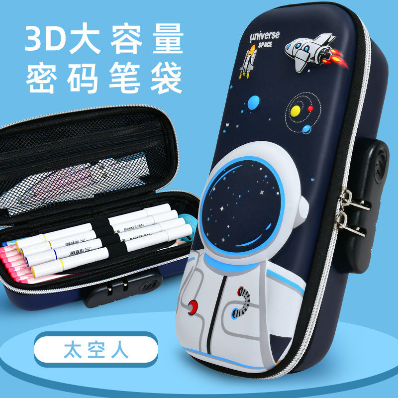 Cartoon cute password lock stationery box large capacity kindergarten Korean version pencil case small fresh girls pencil case