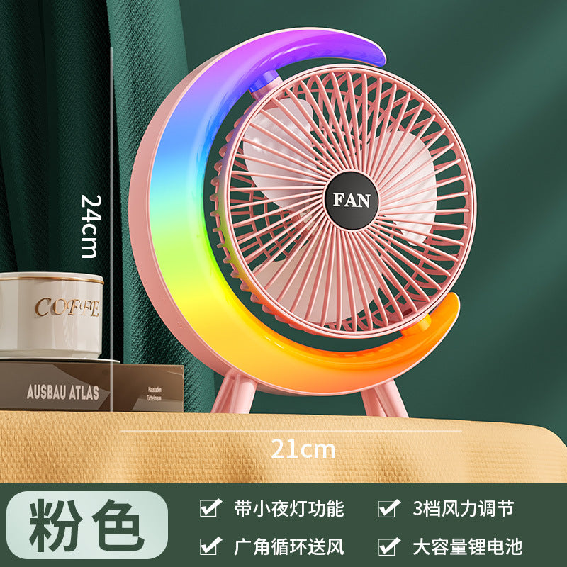 desktop circulation fan multi-functional household fan student dormitory voice digital display hanging neck strong wind wholesale