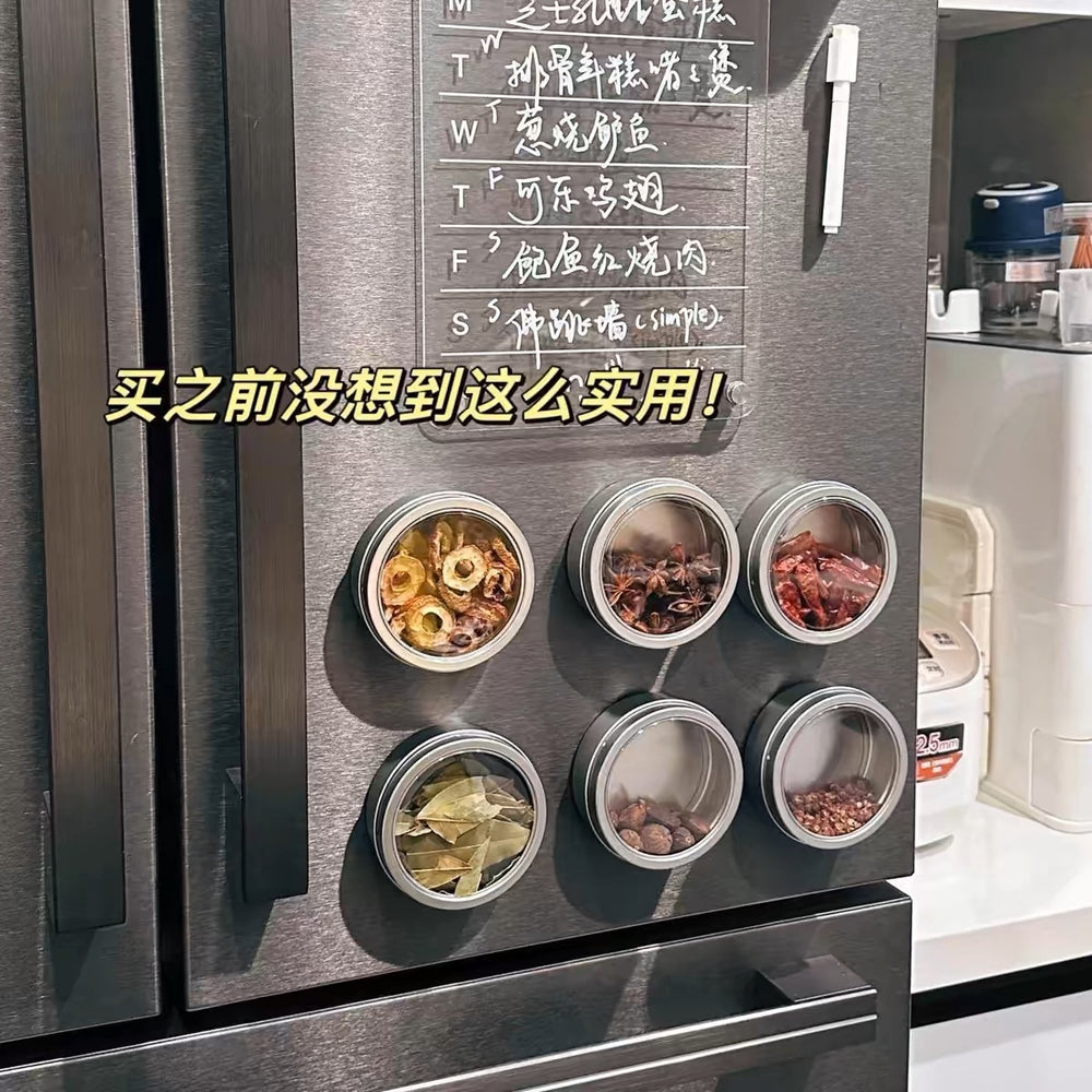 Kitchen moisture-proof spice jaraccessible luxury magnetic seasoning box octagonal spice storage box for home transparent spice sealed box