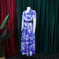 D3337 women's foreign trade dress -  fashion, european & american style, summer chic, printed short sleeve, flared hem, plus size foreign trade dress