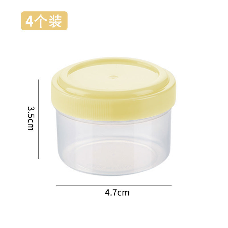 Four-piece seasoning set: transparent sauce dispenser bottles for outdoor bbq, kitchen spice jars, and condiment containers