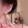 S925 sterling silver needle white zircon flower stud earrings - women's trendy, luxury, unique design, elegant and chic earrings