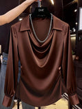 Ready-to-ship  elegant and minimalist blouse for independent e-commerce stores, , , and foreign trade - deep v-neck women's top