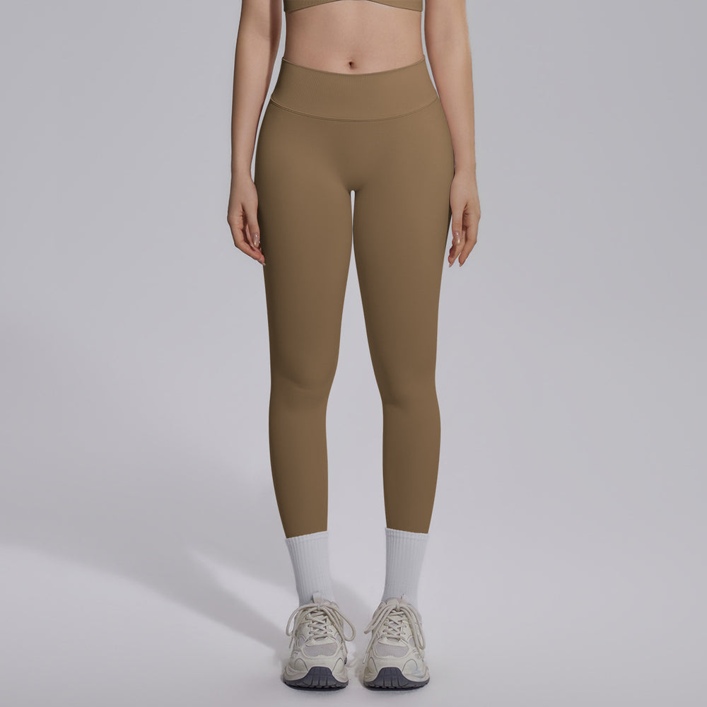 seamless knittingpure colorv waist tight breathable butt lifting yoga pants sports running fitness casual nine-point pants
