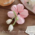 Kids flower large intestine hair tie little girl back of head ball head low ponytail headdress girl princess classy hair accessories