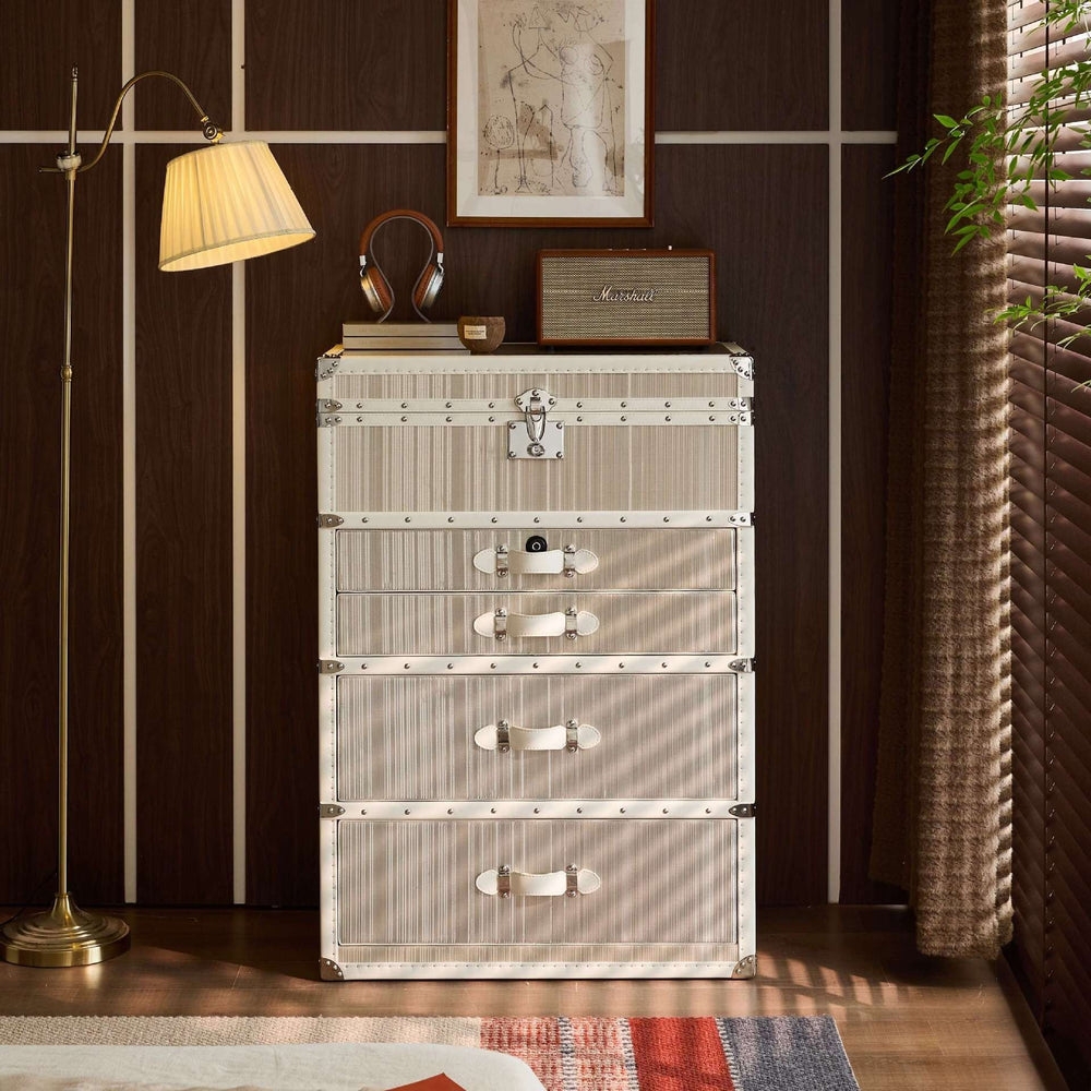 French chic copper wire jewelry display cabinet - italian luxury hard case with mirror and drawers