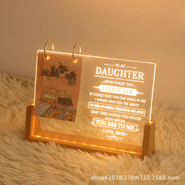 Acrylic standing brand LED luminous night light U-shaped bracket calendar bedside light DIY atmosphere gift light for friends