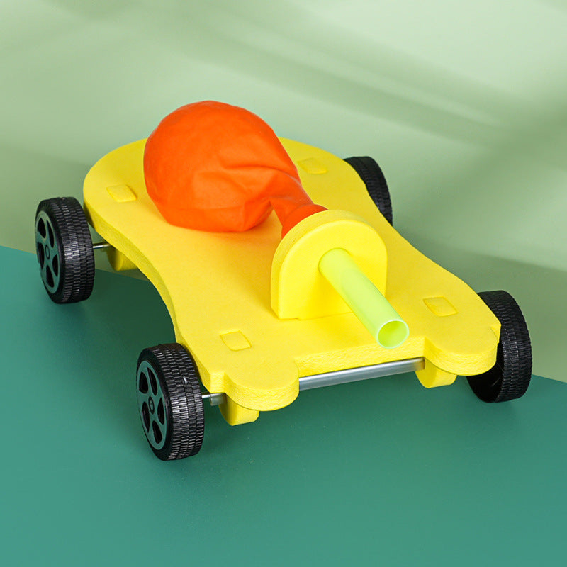 Balloon recoil trolley science small production children primary school students handmade DIY science experiment EVA teaching aids material package
